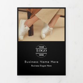 Convite Com Dobra Tripla Logotipo de empresa e texto moderno com triplo fol