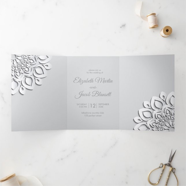 Convite Com Dobra Tripla Mandala Casamento de Mandala (Dentro)