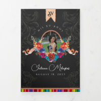 Mexicano Fiesta Colorful Floral Charro Quinceañera