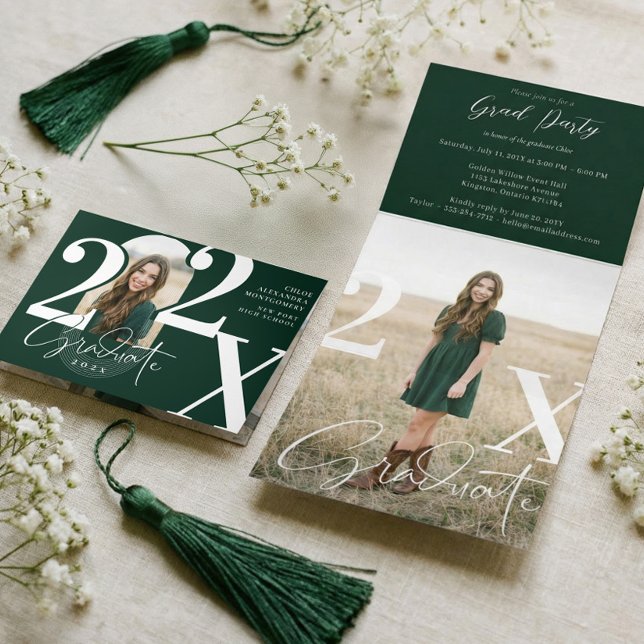 Convite Com Dobra Tripla Minimal Modern Bold Graduation Year Arch Photo (Minimal Modern Bold Graduation Year Arch Photo Tri-Fold Invitation)