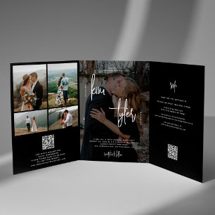 Convite Com Dobra Tripla Minimalista tudo em uma colagem de fotos casamento