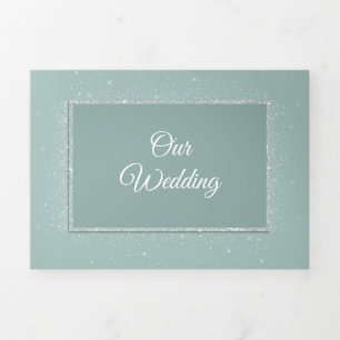 Convite Com Dobra Tripla Mint Green Elegance Wedding