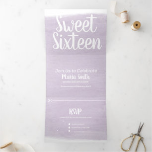Convite Com Dobra Tripla Modern Sweet 16 Watercolor Trave Fotografia