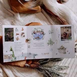 Convite Com Dobra Tripla Momentos De Inverno Cozy Fotos da família natalí