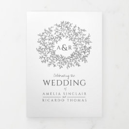 Convite Com Dobra Tripla Monograma mono deixa casamento tudo em um