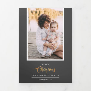 Convite Com Dobra Tripla Natal é Ouro GRAY 5 Galeria de Fotos Múltipla