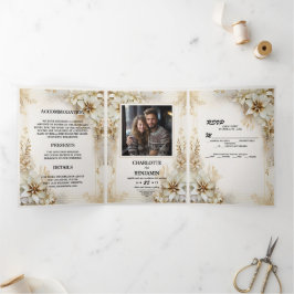 Convite Com Dobra Tripla Natal Inverno Marfim Bege Minimal Personalizado