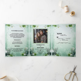 Convite Com Dobra Tripla Natal Inverno Verde Lima Minimal Personalizado