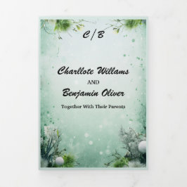 Convite Com Dobra Tripla Natal Inverno Verde Lima Minimal Personalizado