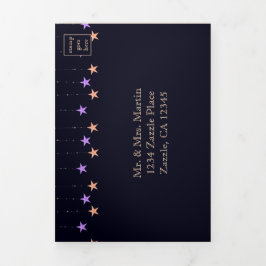 Convite Com Dobra Tripla Noites árabes, púrpura e Dourada, tudo em um casam