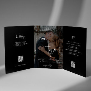 Convite Com Dobra Tripla Nomes das fotos detalhes do RSVP do casamento códi