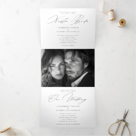 Convite Com Dobra Tripla Nuestra Boda - Casamento Bilíngue Espanhol - Tripl