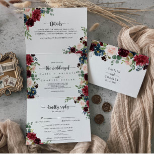 Convite Com Dobra Tripla O Casamento da Caligrafia Russa do outono