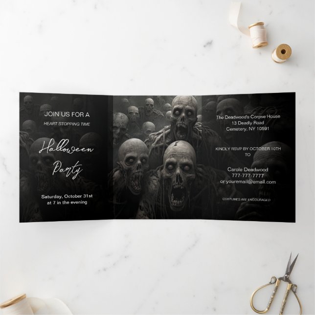 Convite Com Dobra Tripla Os Mortos São Ascensões Festa De Halloween (Dentro)