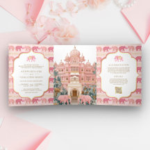 Palácio Indiano Elefante Rosa e Dourado Foto Casam