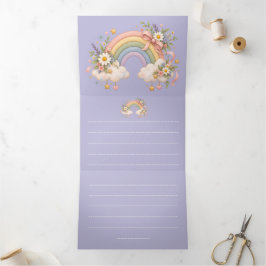 Convite Com Dobra Tripla Papelaria Arco-íris Pastel