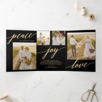 Peace Joy Love EDITABLE COLOR Trideal Holiday Card