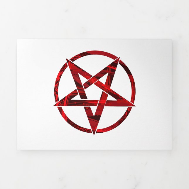 Convite Com Dobra Tripla Pentagrama do diabo vermelho (Cobrir)