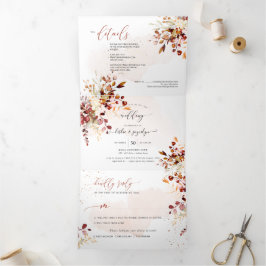 Convite Com Dobra Tripla PixDezines Outono Rústico Eucalipto