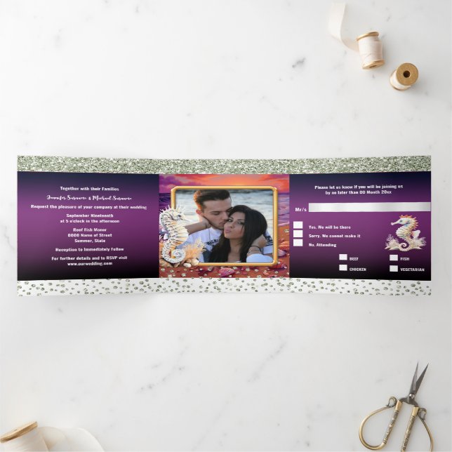 Convite Com Dobra Tripla praia do nascer do sol das ilhas tropicais (Dentro)