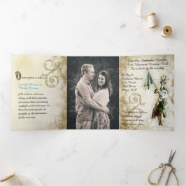 Convite Com Dobra Tripla Renaissance Fairytale Wedding Photo