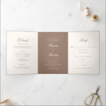 Convite Com Dobra Tripla Romantic Brown Elegant Wedding<br><div class="desc">This design is part of a romantic and elegant wedding invitation suite.</div>