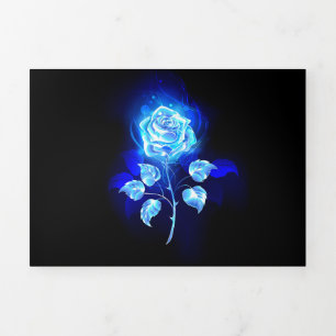 Convite Com Dobra Tripla Rosa azul queimado