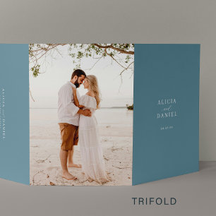 Convite Com Dobra Tripla RSVP de detalhes da foto de casamento de destino C