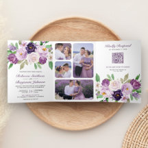Rustic Purple Floral All in One QR Code Casamento
