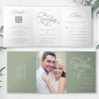 Sage Green Delicate Elegant Script Wedding