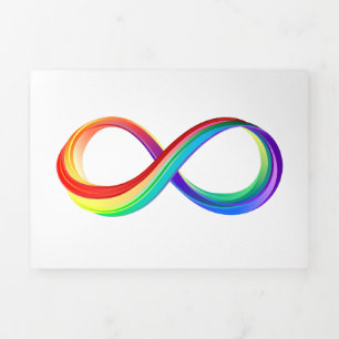 Convite Com Dobra Tripla Símbolo de Infinidade Arco-Íris em Camadas