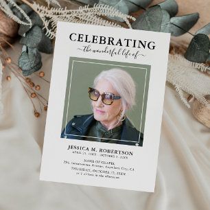 Convite Com Dobra Tripla Simple Elegant Funeral Memorial