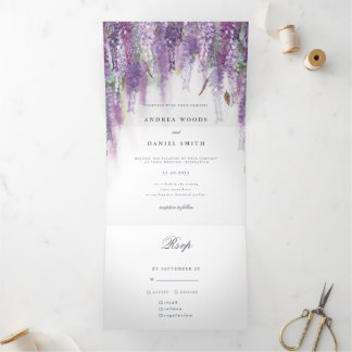Convite Com Dobra Tripla Sonhos de Wisteria