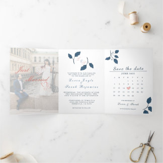 Convite Com Dobra Tripla Triplo - Letra Fold Wedation Invitation