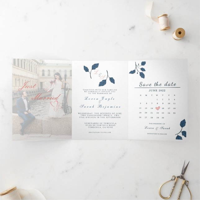 Convite Com Dobra Tripla Triplo - Letra Fold Wedation Invitation (Dentro)