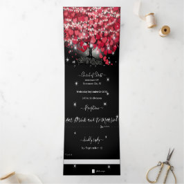 Convite Com Dobra Tripla Tudo Em Um Casamento De Folha De Coração Vermelha 