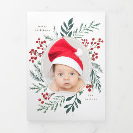 Convite Com Dobra Tripla Várias Fotografias de Natal Elegantes
