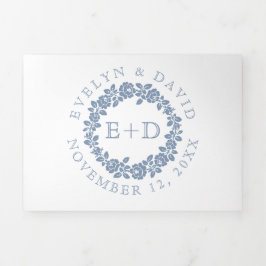 Convite Com Dobra Tripla Vintage posty rosa wreath white