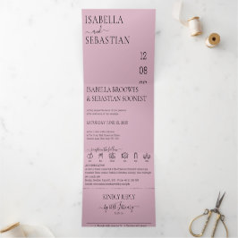 Convite Com Dobra Tripla Wedding Blush Pink All in one set