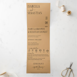 Convite Com Dobra Tripla Wedding Burly Wood Sand All in one set