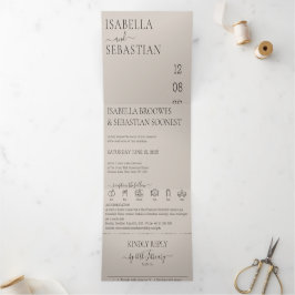 Convite Com Dobra Tripla Wedding Soft Beige All in one set