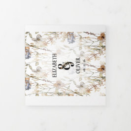 Convite Com Dobra Tripla Wildflower Wedding