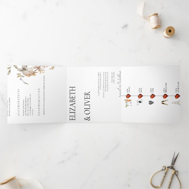 Convite Com Dobra Tripla Wildflower Wedding (Dentro)