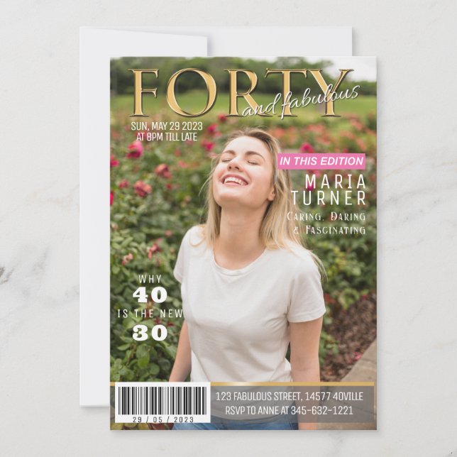 Convite com Estilo da Revista Quarenta e Fabulosos (Frente)