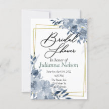 Convite com moldura dourada e floral em aquarela a