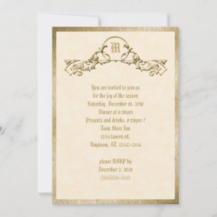 Convite com Monograma de Aparência Relevo Dourado