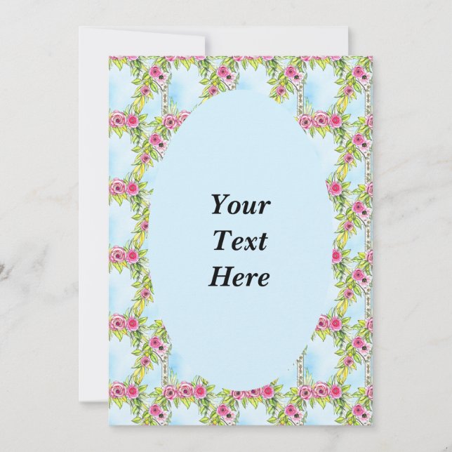 Convite com Padrão de Tear de Rosa Art Nouveau (Frente)