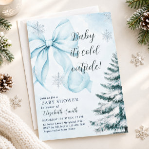 convite com tema de Natal e floco de neve