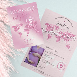 Convite Começa a Aventura de Chá de fraldas do Passport Vi