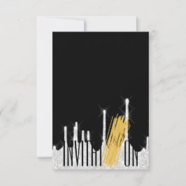 Convite Comida Orgânica Espaguete Italiano Preto W